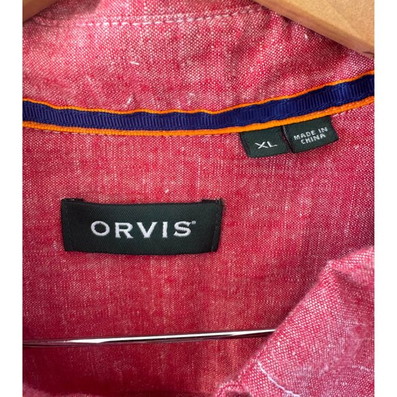 Orvis Red Hemp Cotton Button Shirt XL - Picture 3 of 11